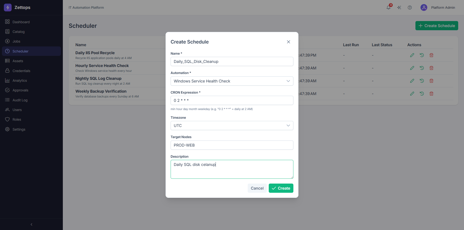 Zettops Scheduler